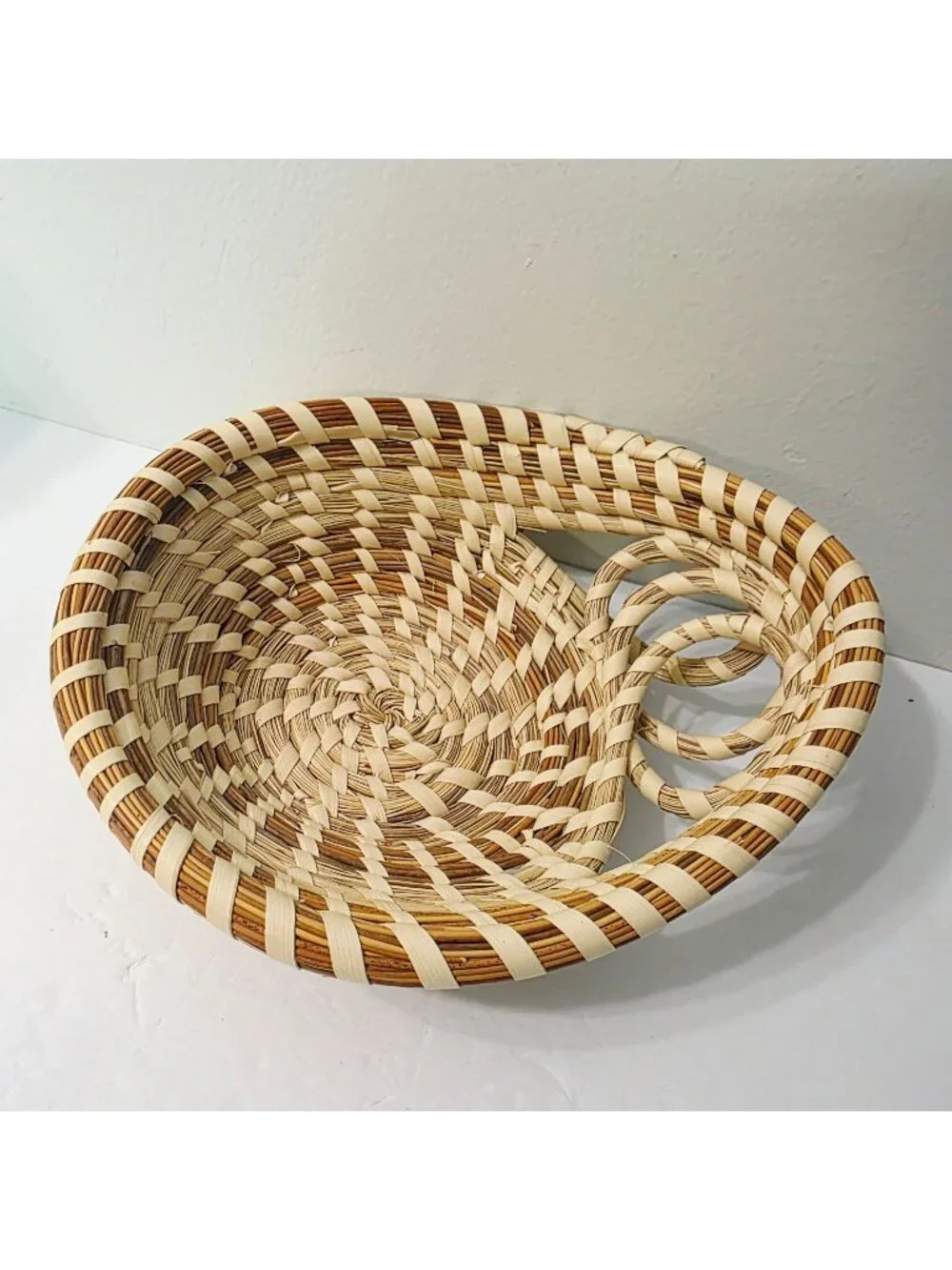 Charleston SC GULLAH Sweetgrass Basket One Handled Small Loop Hand Woven Trinket